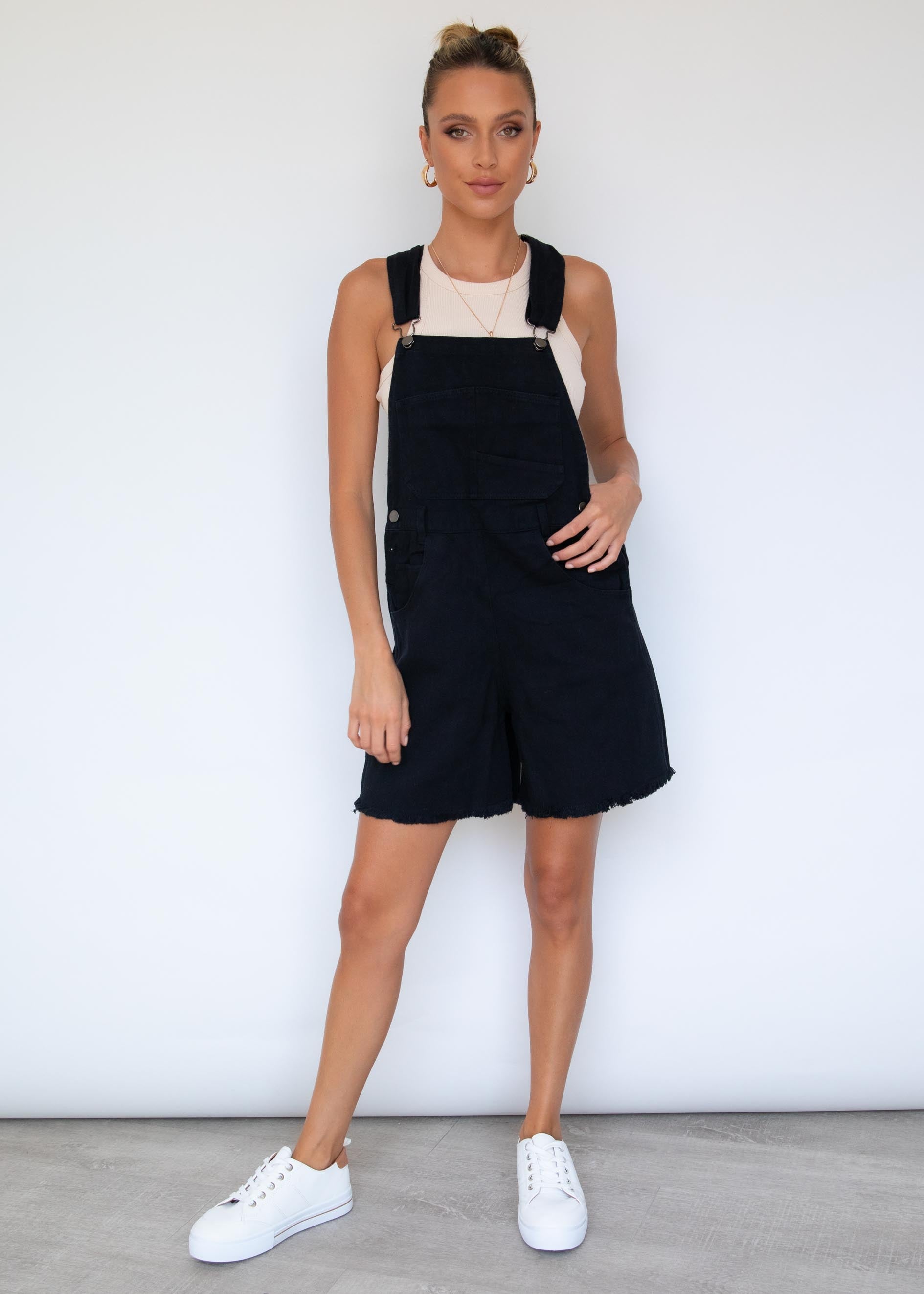 Selina Denim Overalls - Black