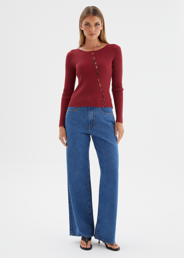 Eleonore Knit Top - Burgundy