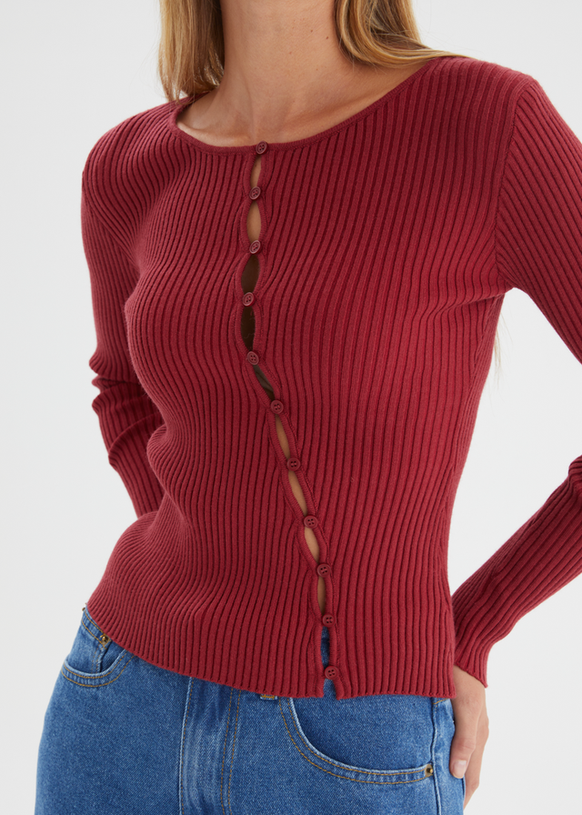 Eleonore Knit Top - Burgundy