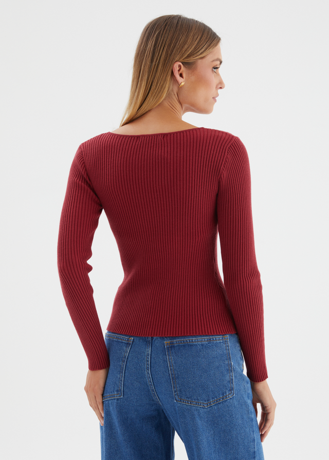 Eleonore Knit Top - Burgundy