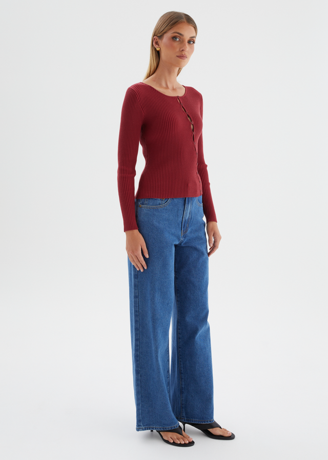 Eleonore Knit Top - Burgundy