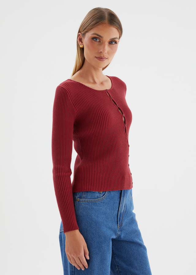 Eleonore Knit Top - Burgundy