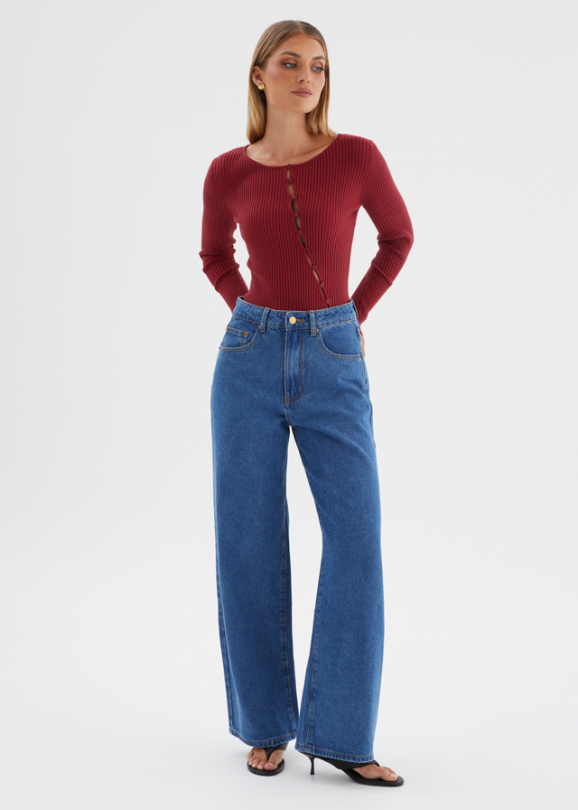 Eleonore Knit Top - Burgundy
