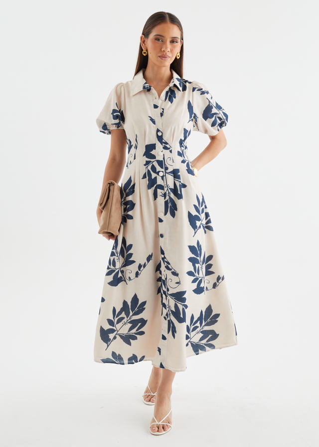 Janessa Maxi Dress - Navy Leaf