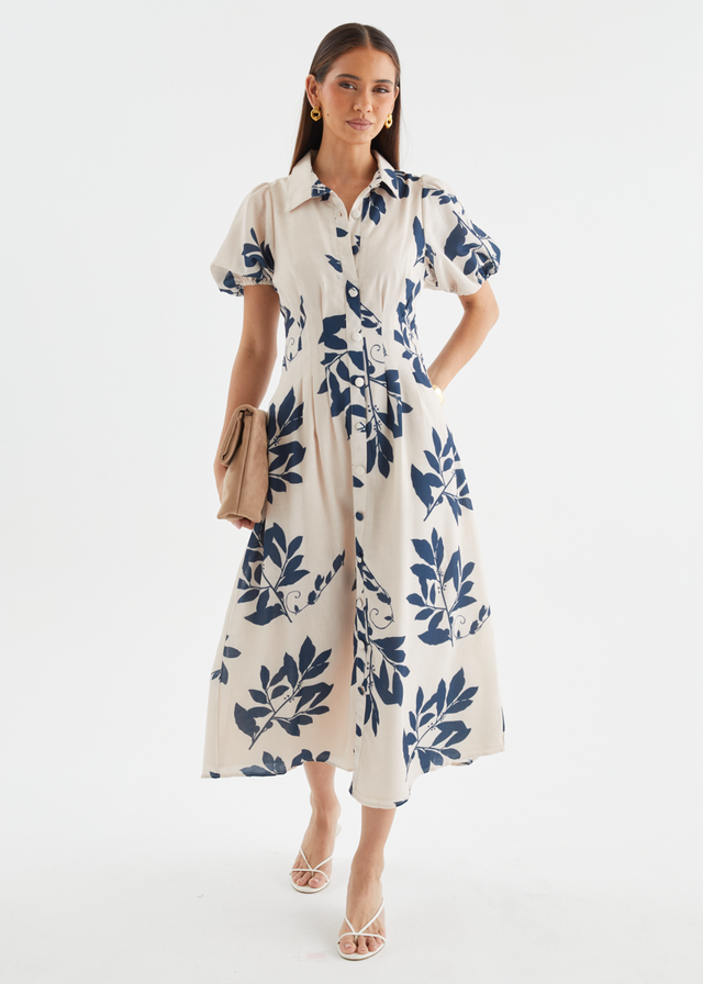 Janessa Maxi Dress - Navy Leaf