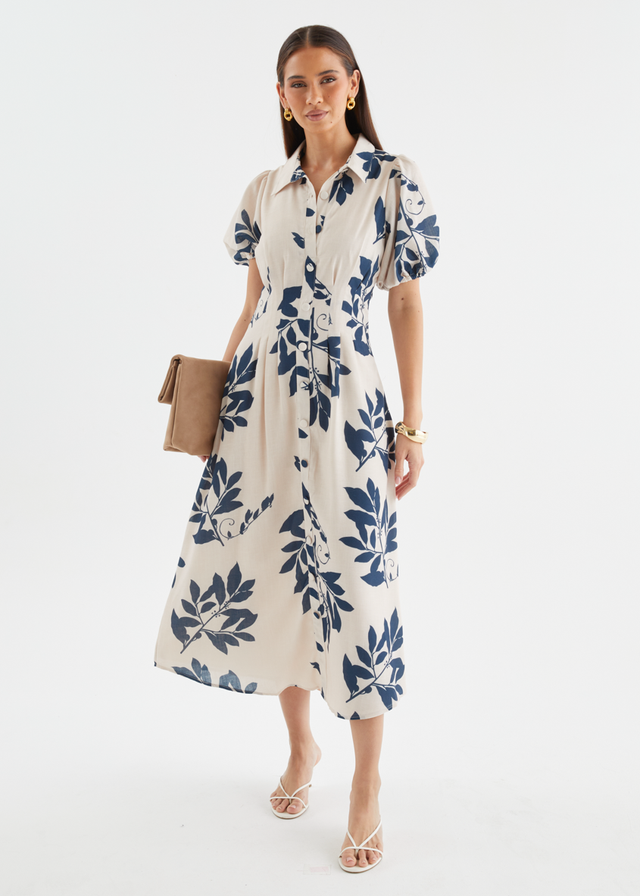 Janessa Maxi Dress - Navy Leaf