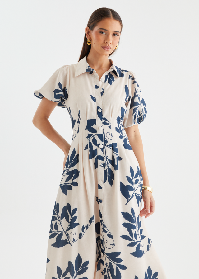 Janessa Maxi Dress - Navy Leaf