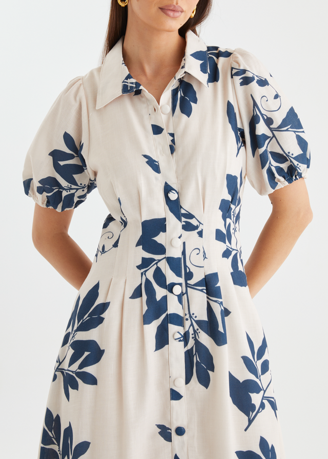 Janessa Maxi Dress - Navy Leaf