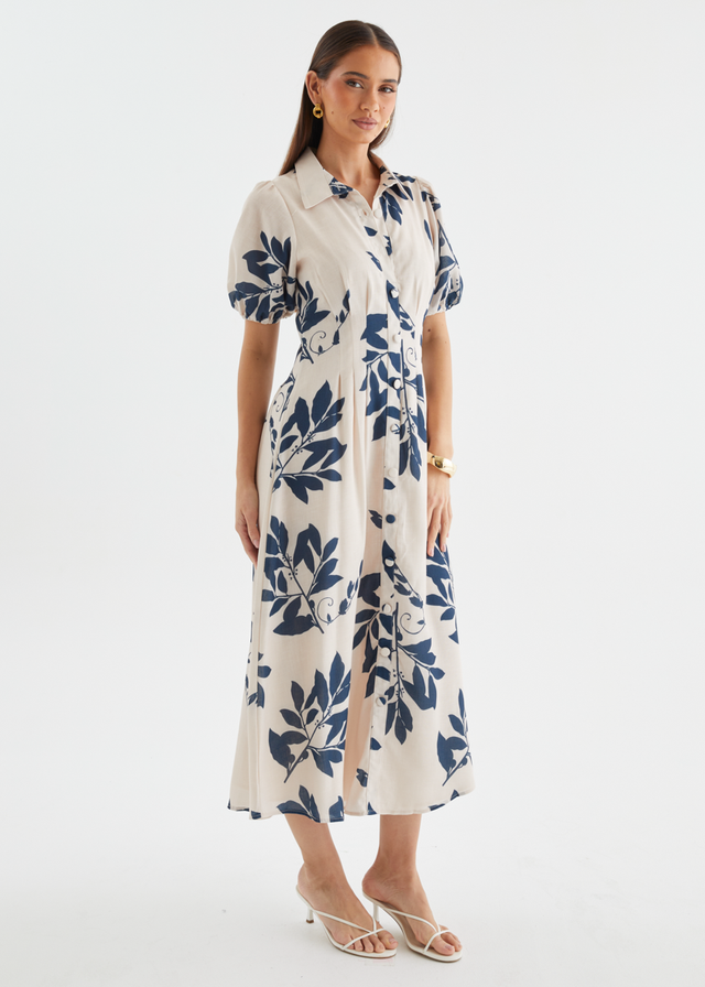 Janessa Maxi Dress - Navy Leaf