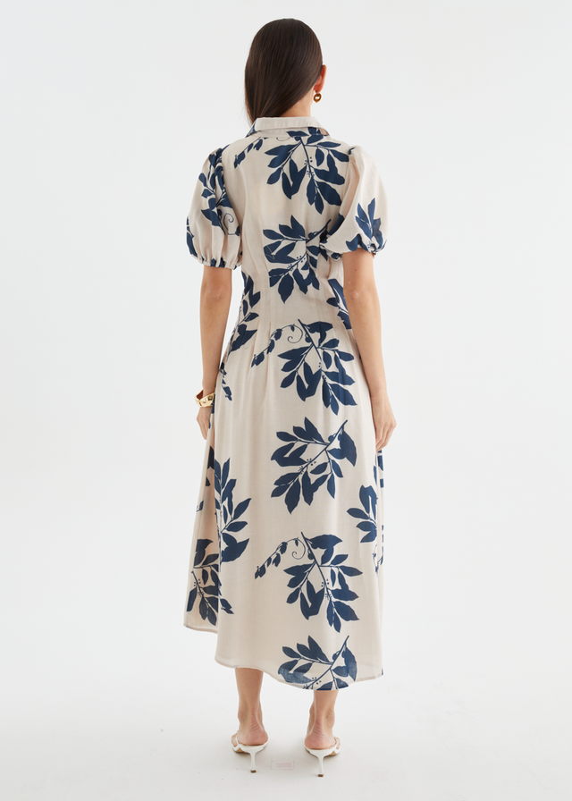 Janessa Maxi Dress - Navy Leaf