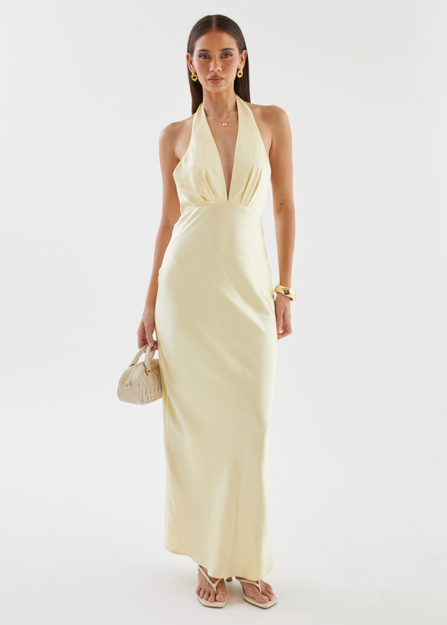 Leala Halter Maxi Dress - Lemon