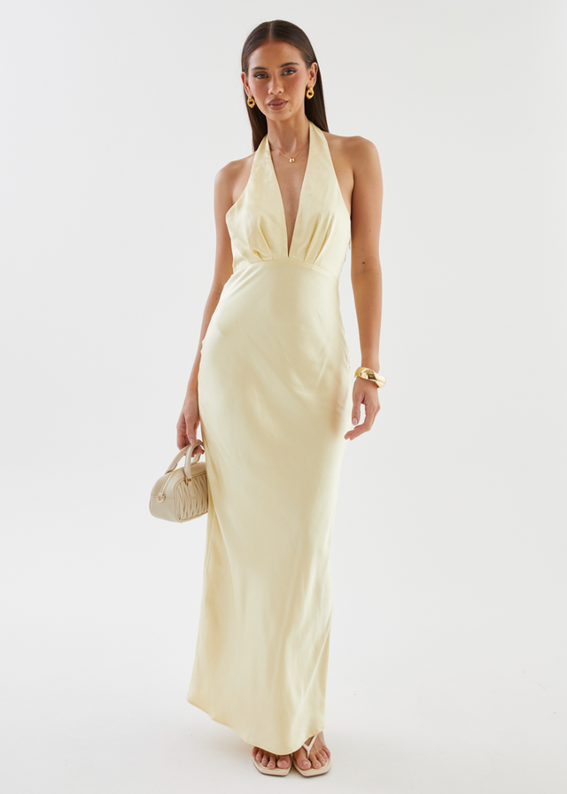Leala Halter Maxi Dress - Lemon