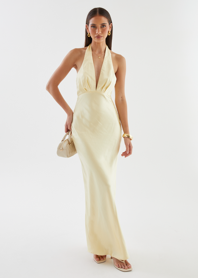 Leala Halter Maxi Dress - Lemon Gingham & Heels Leala Halter Maxi Dress - Lemon Gingham & Heels