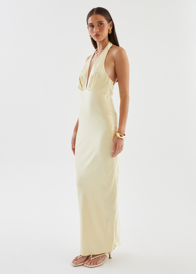 Leala Halter Maxi Dress - Lemon