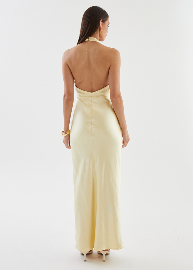 Leala Halter Maxi Dress - Lemon