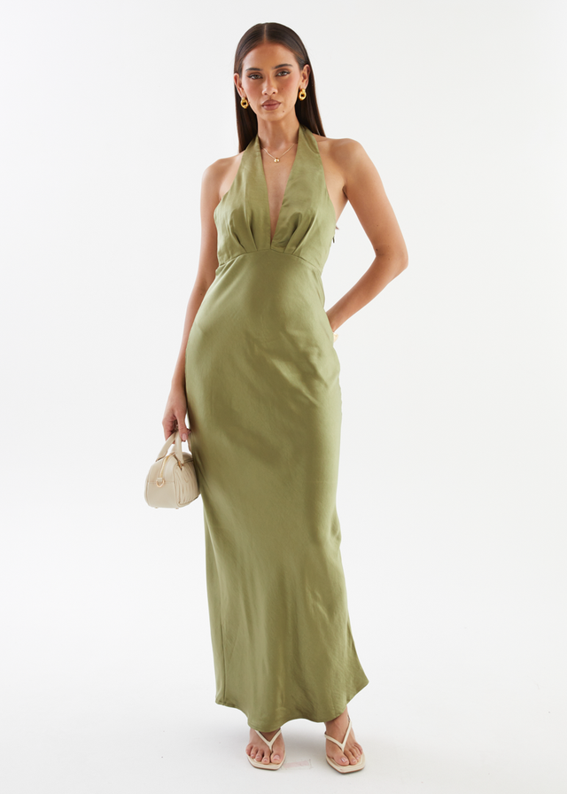 Leala Halter Maxi Dress - Olive