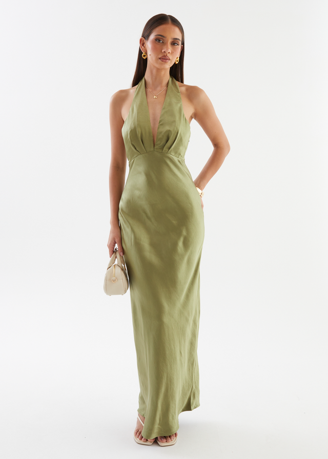 Leala Halter Maxi Dress - Olive