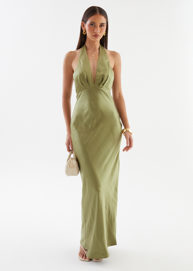 Leala Halter Maxi Dress - Olive