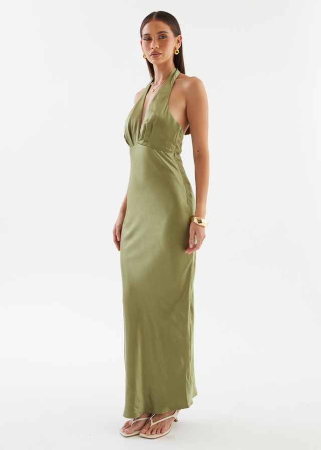 Leala Halter Maxi Dress - Olive