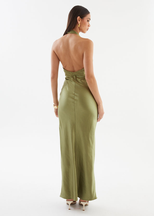 Leala Halter Maxi Dress - Olive