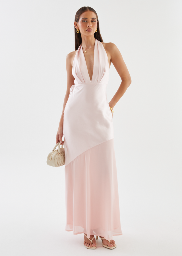 Giovana Halter Maxi Dress - Blush Gingham & Heels Giovana Halter Maxi Dress - Blush Gingham & Heels