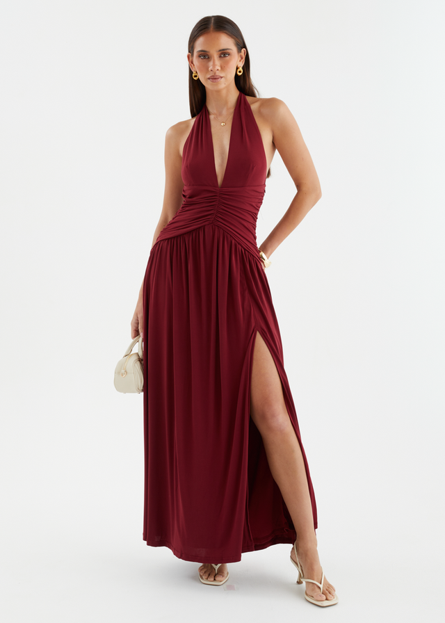 Giana Halter Maxi Dress - Wine