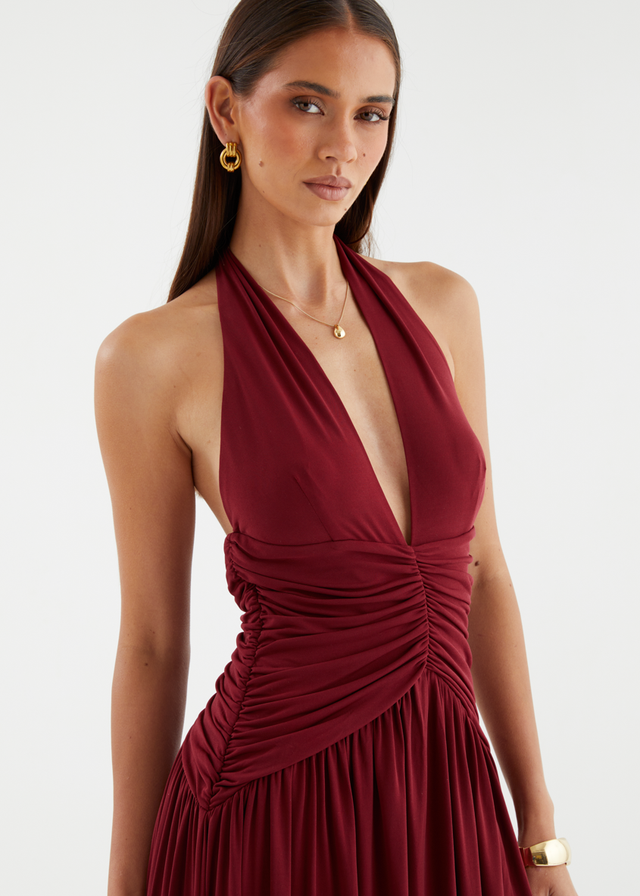 Giana Halter Maxi Dress - Wine