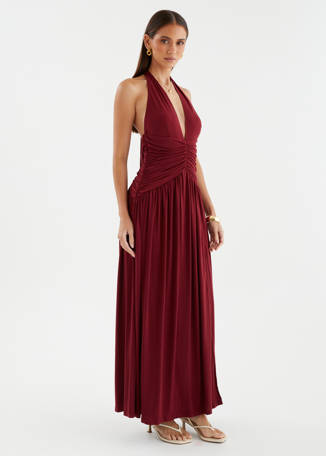 Giana Halter Maxi Dress - Wine