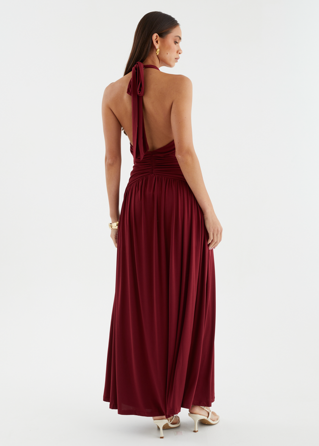 Giana Halter Maxi Dress - Wine