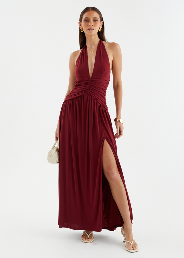 Giana Halter Maxi Dress - Wine