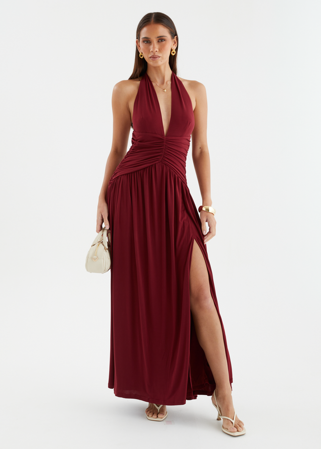Giana Halter Maxi Dress - Wine