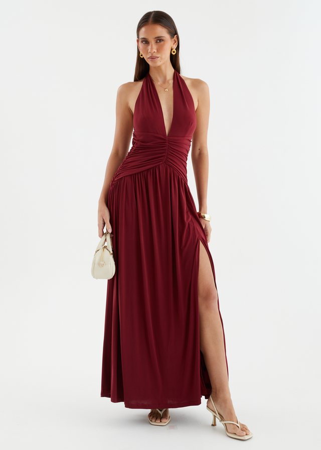 Giana Halter Maxi Dress - Wine