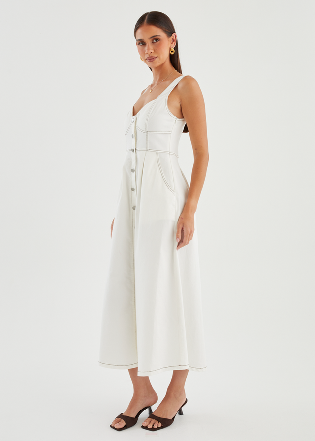 Deja Denim Midi Dress - Off White
