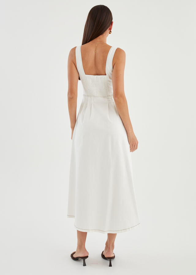 Deja Denim Midi Dress - Off White