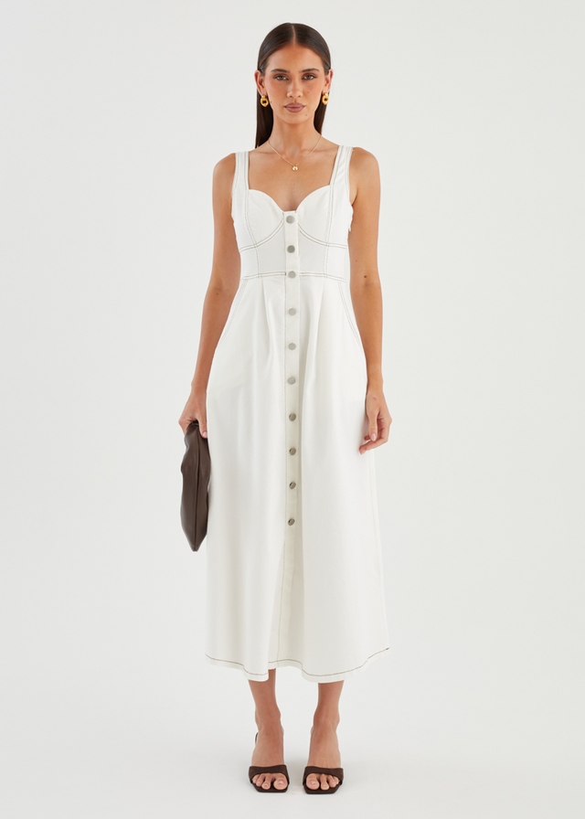 Deja Denim Midi Dress - Off White