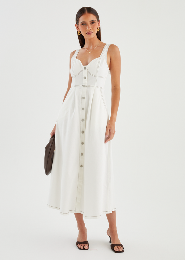 Deja Denim Midi Dress - Off White