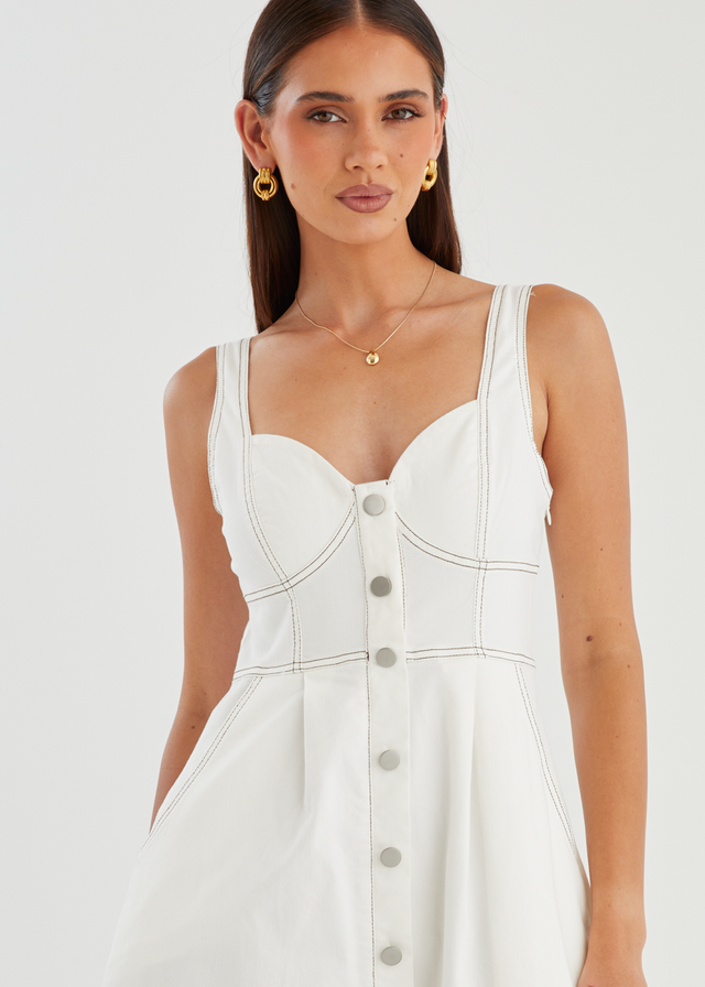 Deja Denim Midi Dress - Off White