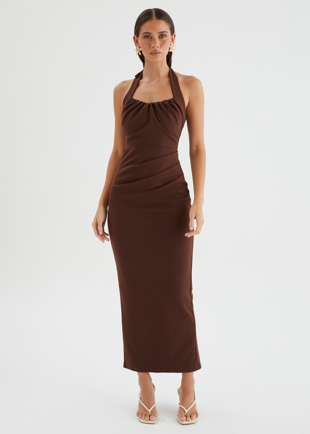 Vickie Halter Maxi Dress - Chocolate