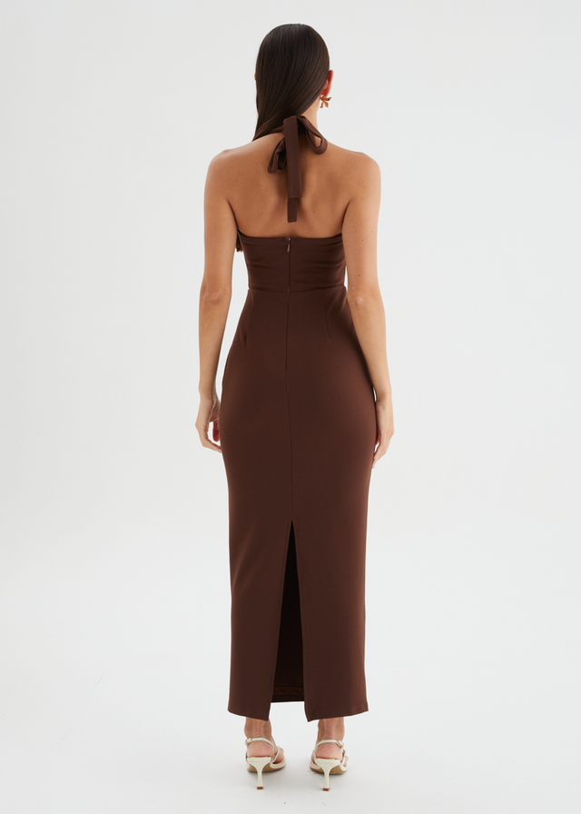 Vickie Halter Maxi Dress - Chocolate