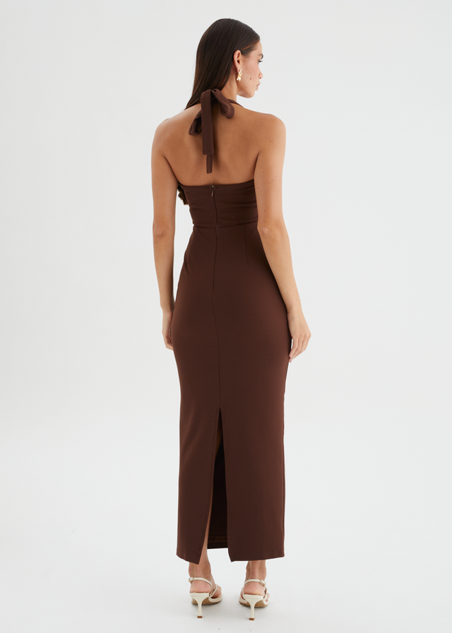 Vickie Halter Maxi Dress - Chocolate