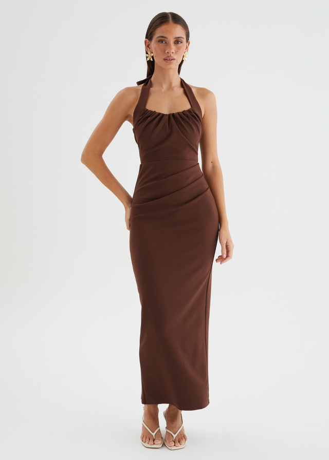 Vickie Halter Maxi Dress - Chocolate