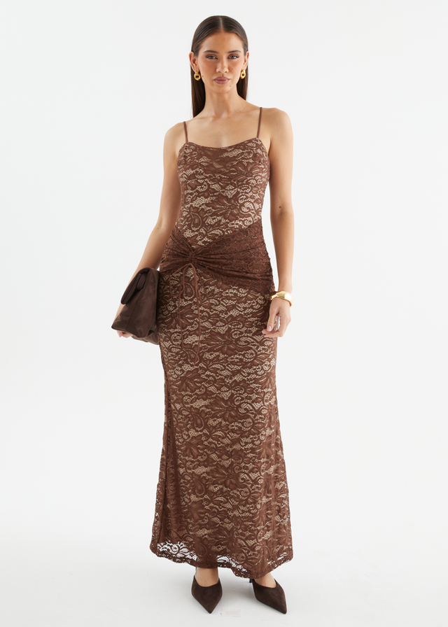 Navya Lace Maxi Dress - Chocolate