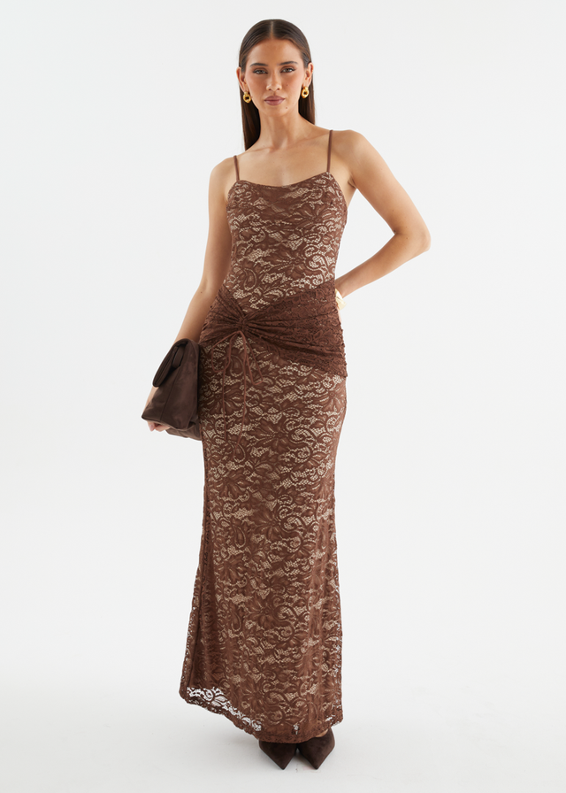 Navya Lace Maxi Dress - Chocolate