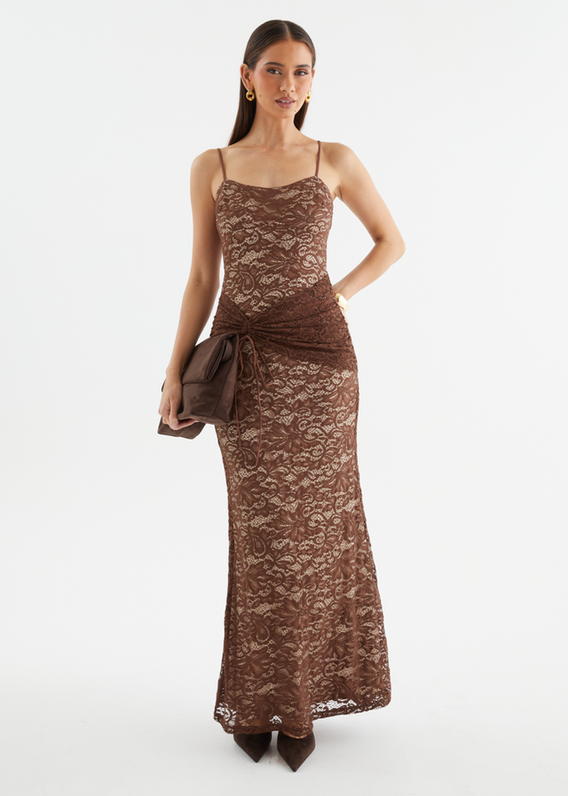 Navya Lace Maxi Dress - Chocolate