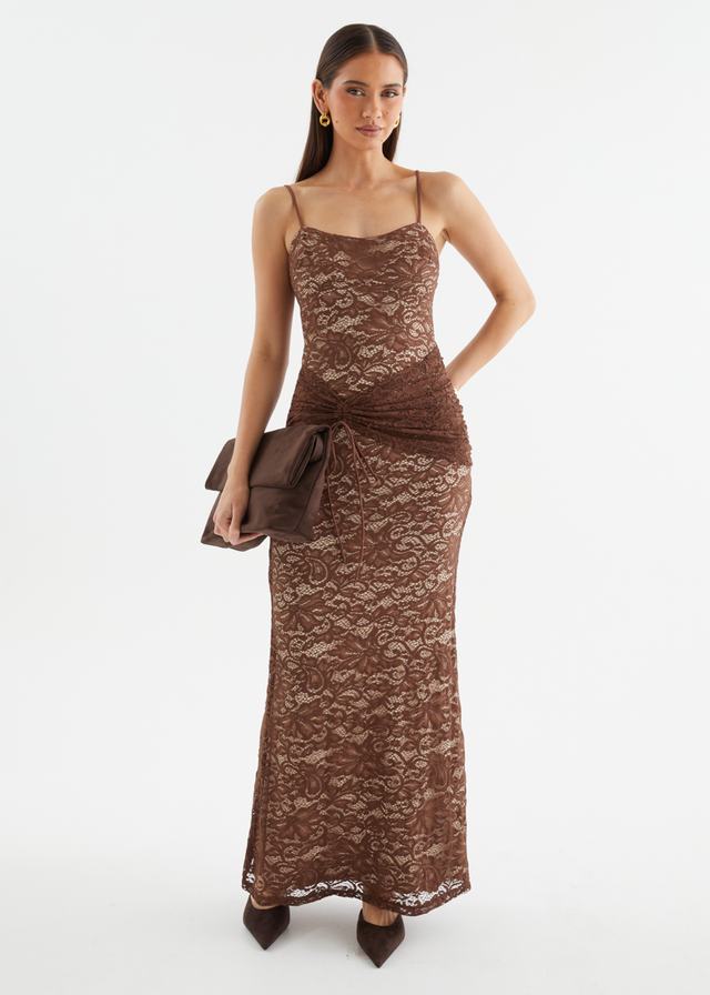 Navya Lace Maxi Dress - Chocolate