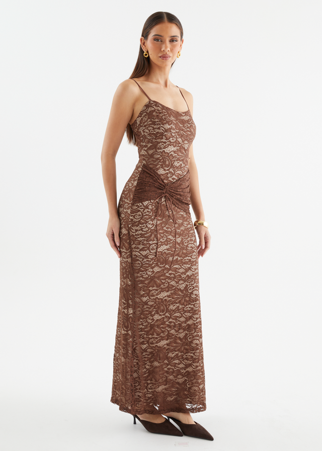 Navya Lace Maxi Dress - Chocolate