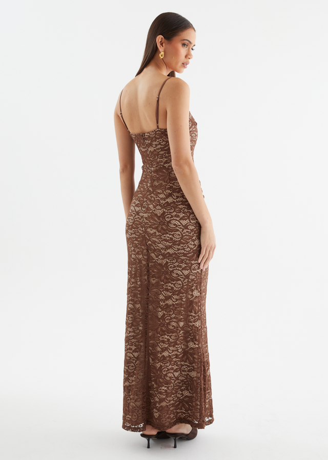 Navya Lace Maxi Dress - Chocolate