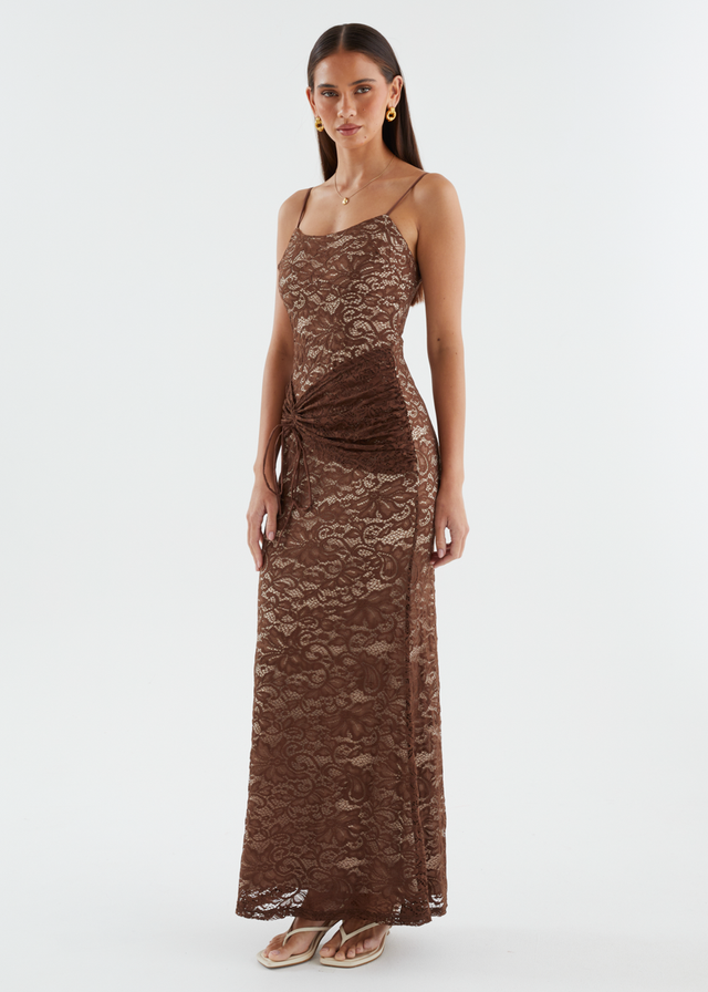 Navya Lace Maxi Dress - Chocolate
