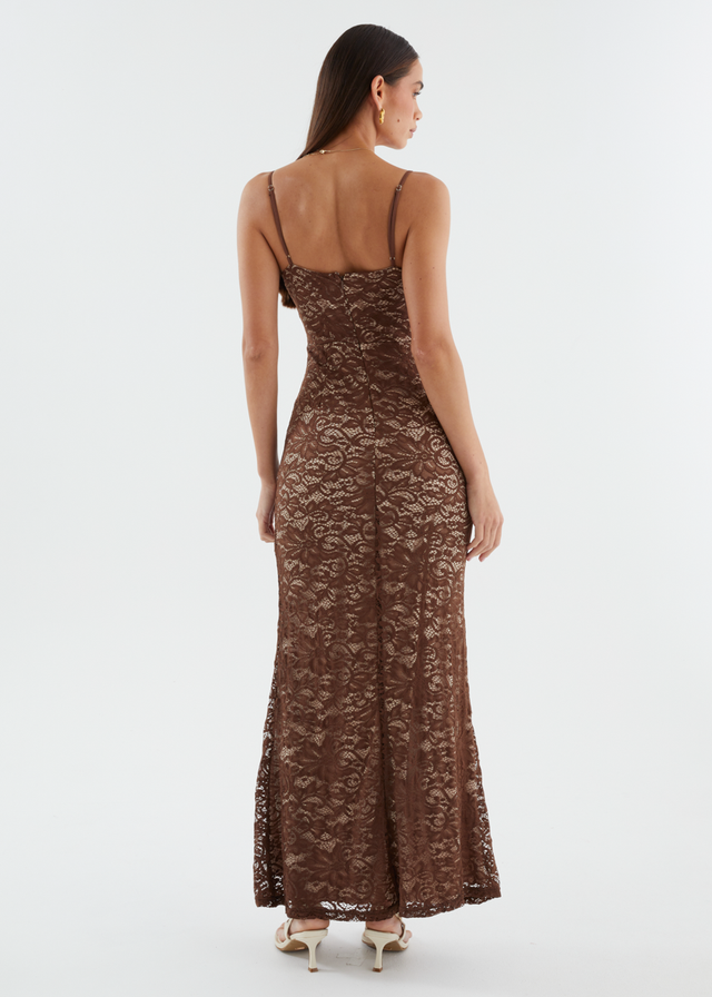 Navya Lace Maxi Dress - Chocolate