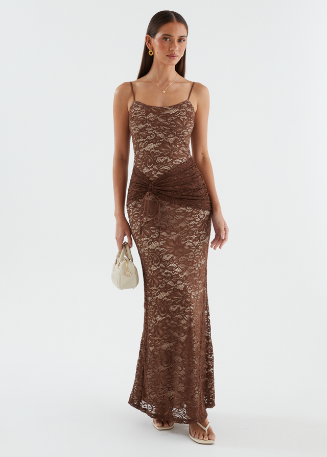 Navya Lace Maxi Dress - Chocolate